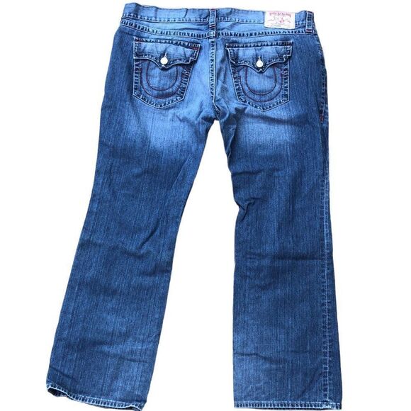 RARE True Religion Jeans Size 46 STRAIGHT FLAP EARTHWORM RED Blue - Picture 4 of 14